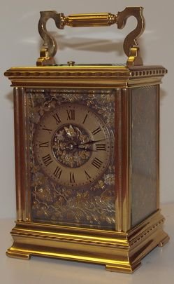 Antique Gilded Carriage Clock with Relief Work
