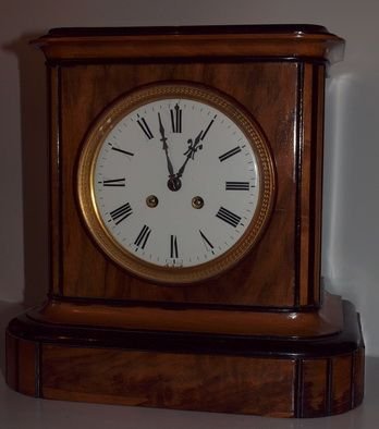 Walnut and Ebonised Mantel Clock