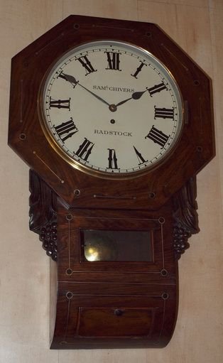 Antique Dropdial Fusee Wall Clock Radstock