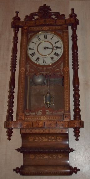 Antique Marquetry Inlaid Wall Clock