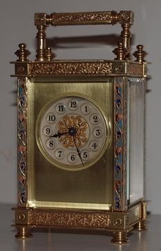 Antique Champleve Enamel Carriage Clock