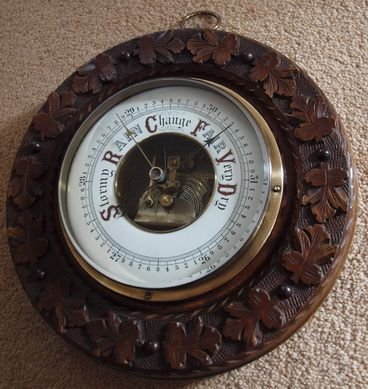 Wall Barometer with Carved Leaf Decoration