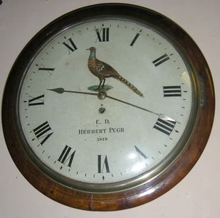Rare English Wooden Dial Fusee Wall Clock