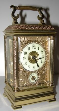 French Carriage Clock with Alarm and Fretwork