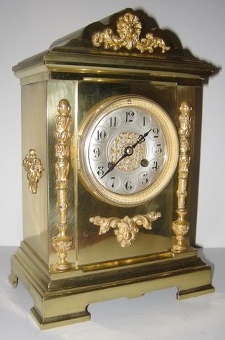 French Brass and Gilded Mantel Clock Marti Paris