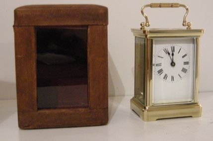 French Brass Carriage Clock with Box