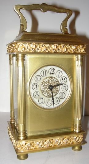 French Gilt Fretwork Carriage Clock