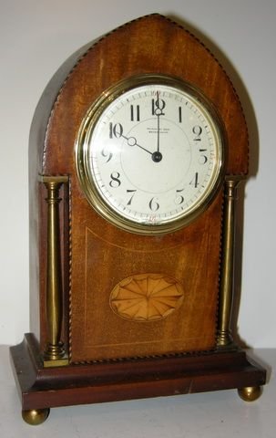 A Small Edwardian Lancet Top Mantel Clock