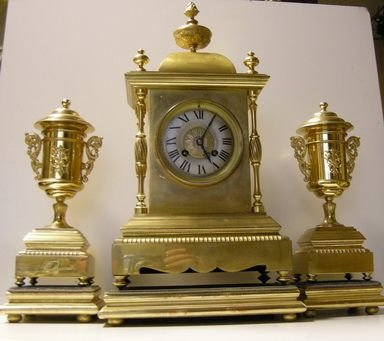 French Gilt Clock Set