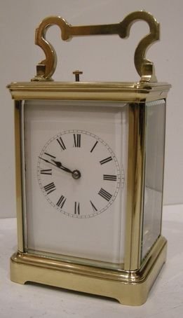 A Strike Repeat French Brass Cased Carriage Clock