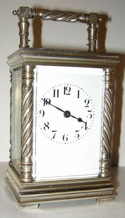 A French Silver Plated Carriage Clock