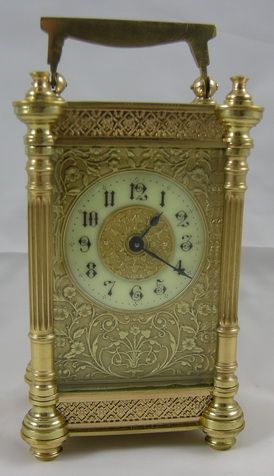 A French Carriage Clock with Gilt Fretwork