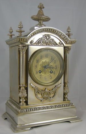 A Silver Plated French Mantel Clock