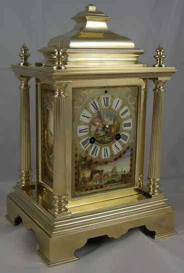 French Porcelain Panel Mantel Clock