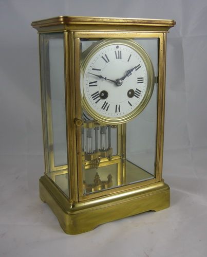 French Four Glass Mantel Clock