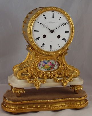 Ormolu Mantel Clock with Porcelain Panel