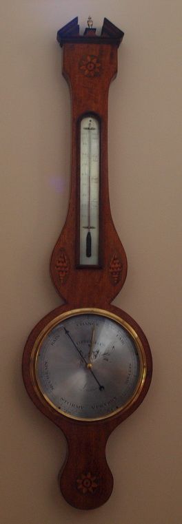 A Georgian Mahogany Shell Barometer by Ortelli & Co London