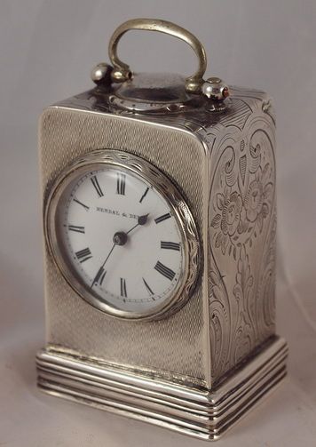 A Small Victorian Silver Carriage Clock by Kendal & Dent London