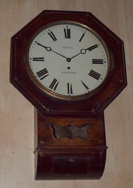 A Walnut Dropdial Wall Clock.