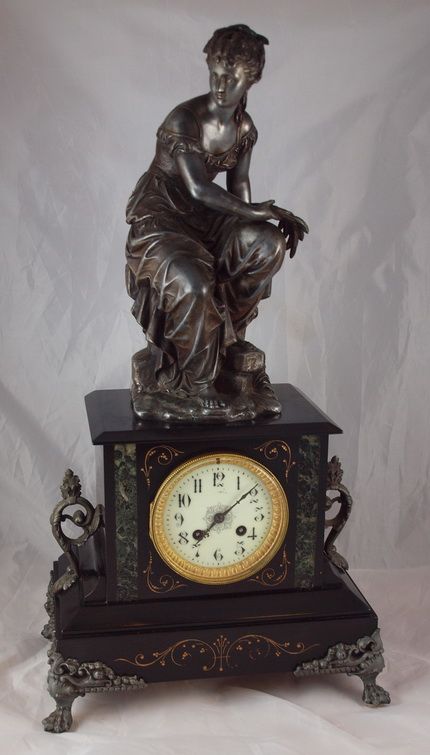 French Mantel Clock with Female Figure