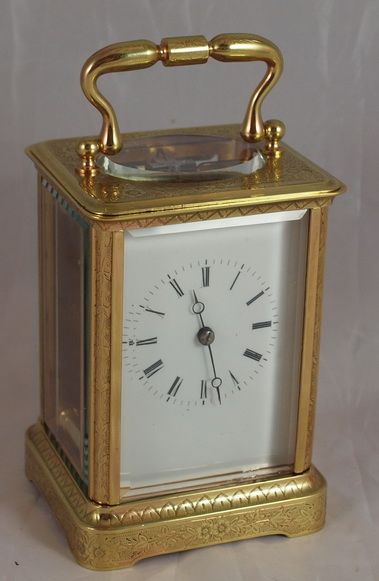 Early Carriage Clock with Engraved Case