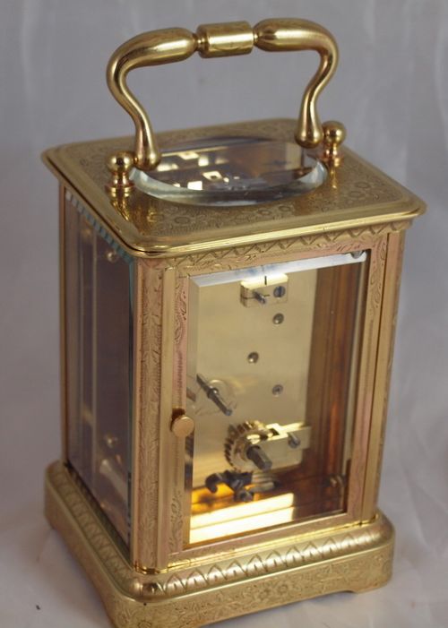 fig 1. Early Carriage Clock with Engraved Case