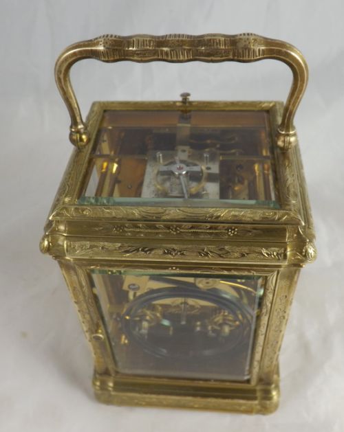 fig 1. Fine engraved gorge case carriage clock.