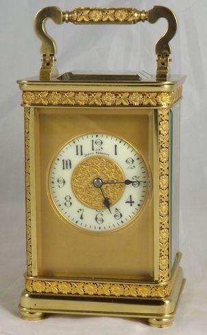Floral Gilt French Striking Carriage Clock