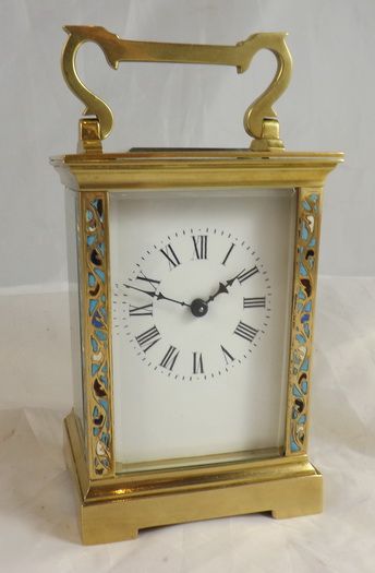 A French Brass Cased Enamel Carriage Clock