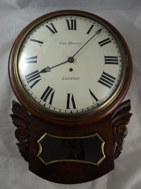 English Fusee Dropdial Wall Clock