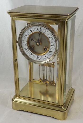 Decorative Dial French Four Glass Mantel Clock