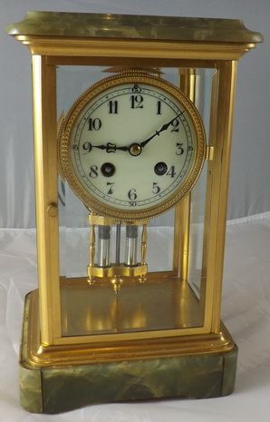 Marble Four Glass Mantel Clock by Japay Freres