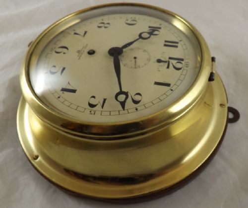 fig 1. Brass Cased Ships Clock by Vincent, Weymouth