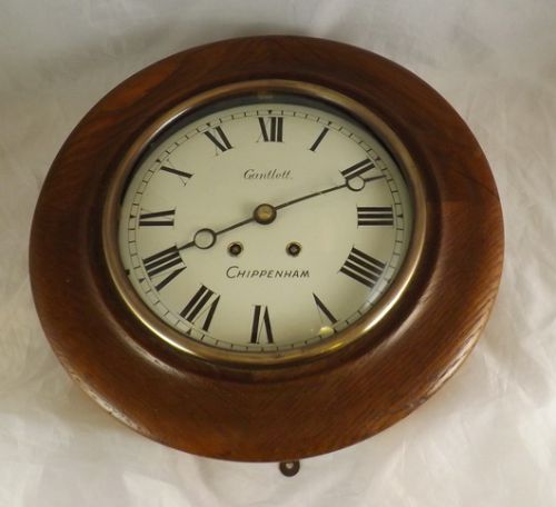 Oak Cased Dial Clock by Gantlett, Chippenham