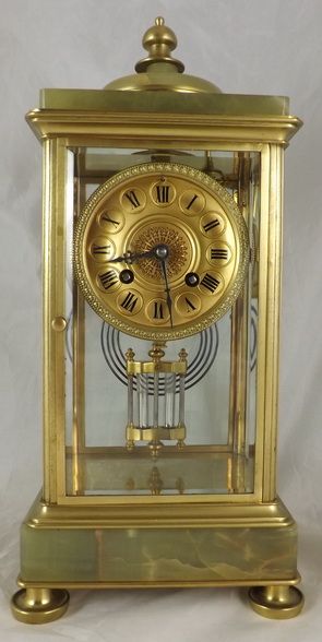 Green Marble French Four Glass Clock