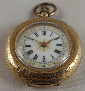 Engraved Ladies 14ct Swiss Pocket Watch