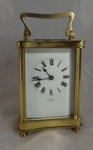 French Brass Carriage Clock Bowed Sides
