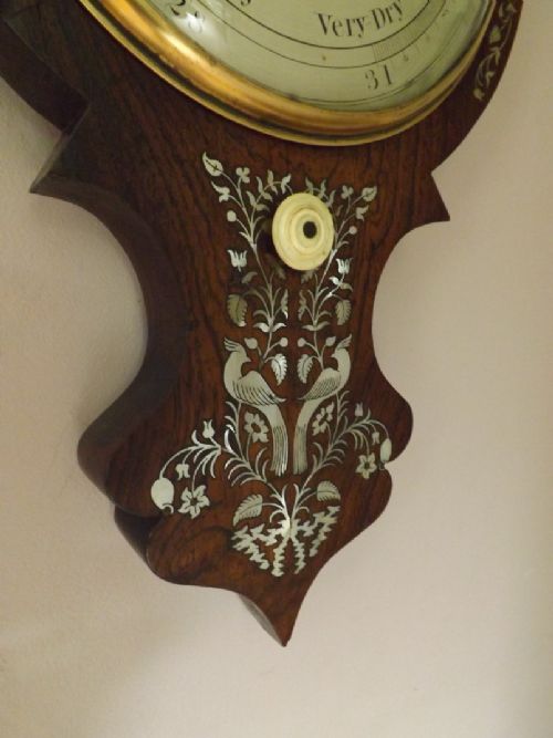 fig 1. Rosewood Mercury Barometer with MOP inlay