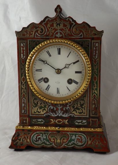 French Boulle Tortoiseshell Mantel Clock