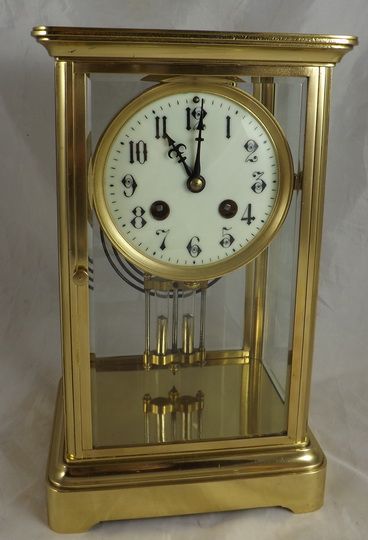 French Four Glass Mantel Clock