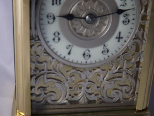 fig 1. Carriage Clock Silver Fretted Dial