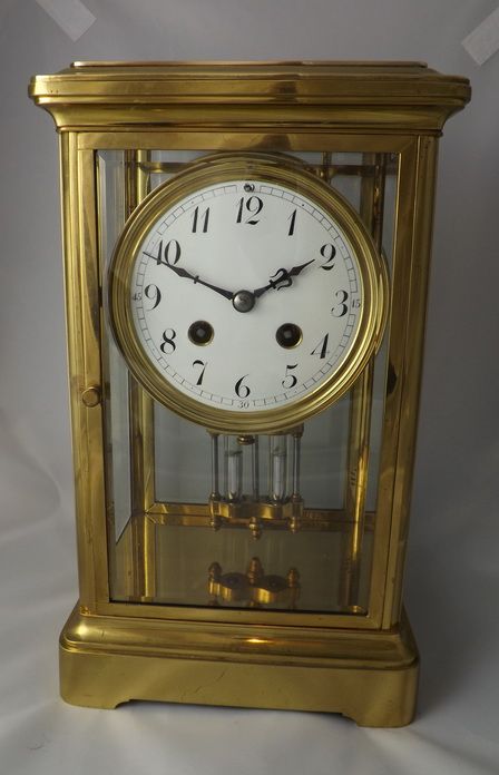 French Four Glass Mantel Clock
