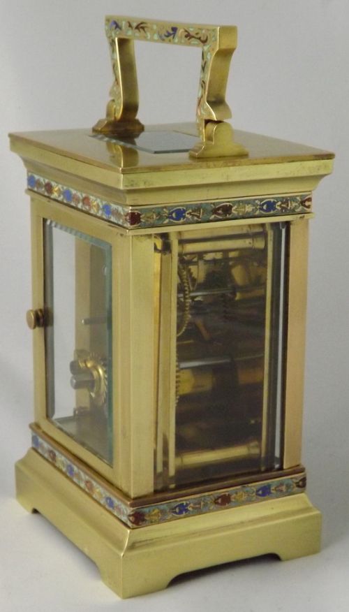 fig 1. French Champleve Enamel Carriage Clock 