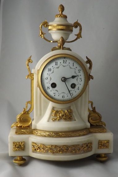 French White Marble Mantel Clock