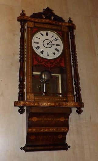Victorian Marquetry Inlaid Wall Clock