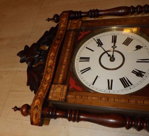fig 1. Victorian Marquetry Inlaid Wall Clock