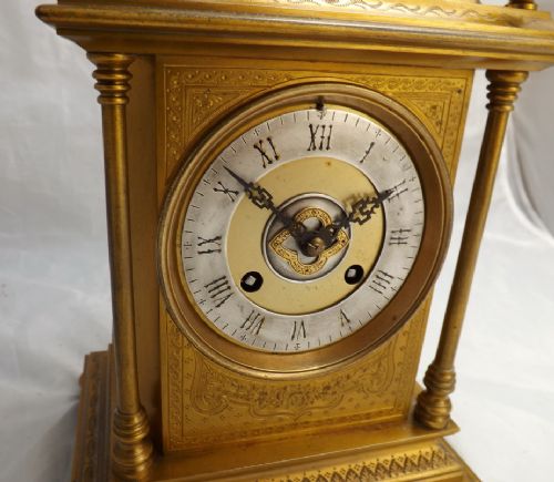 fig 1. Gilt Bronze Engraved Mantel Clock
