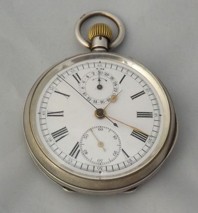 Silver Chronograph/timer Pocket Watch