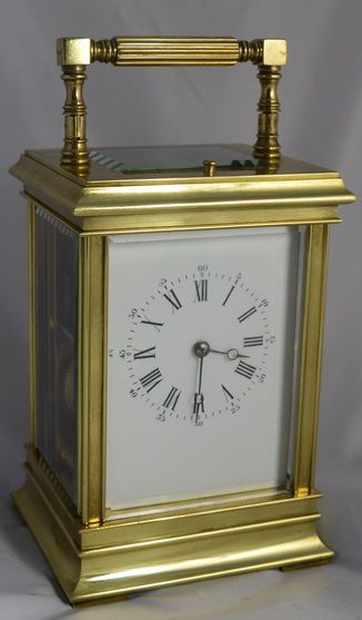French Striking Cannelee Cased Carriage Clock