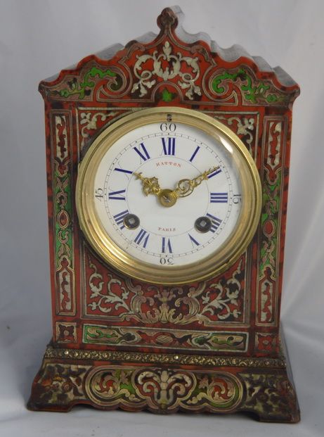 French Boulle Tortoiseshell Mantel Clock